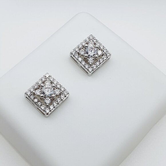 "925 Sterling Silver Plated CZ Earrings, EVBRS460 - Picture 1 of 9